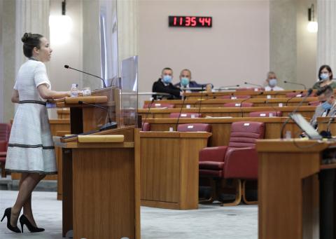 The MP Marija Selak Raspudić during a parliamentary debate (Photo by Hina/Tomislav Pavlek)