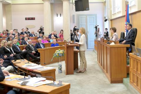 The visiting president of the European Parliament, Roberta Metsola (Photo: Croatian Parliament)