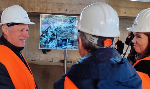 Sabor Speaker Gordan Jandroković and The theatre director Ivan Vukoja on the construction site in Mostar, Bosnia and Heerzegovina (Photo: Hina/Zoran Krešić)