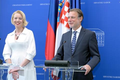 Sabor Speaker Gordan Jandroković and Urška Klakočar Zupančič (Photo: Croatian Parliament)