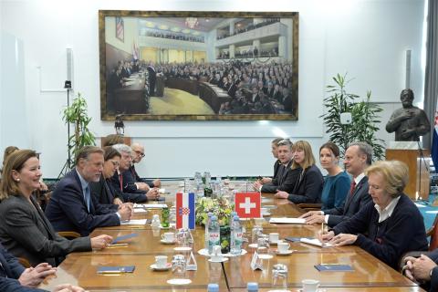 Croatian Parliament Speaker Gordan Jandroković with Stefan Engler, President of the Council of States of Switzerland (Photo: Croatian Parliament)