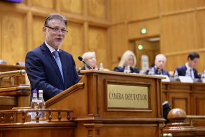 Predsjednik Sabora Jandroković u Zastupničkom domu rumunjskog Parlamenta (Foto: Zastupnički dom Parlamenta Rumunjske)
