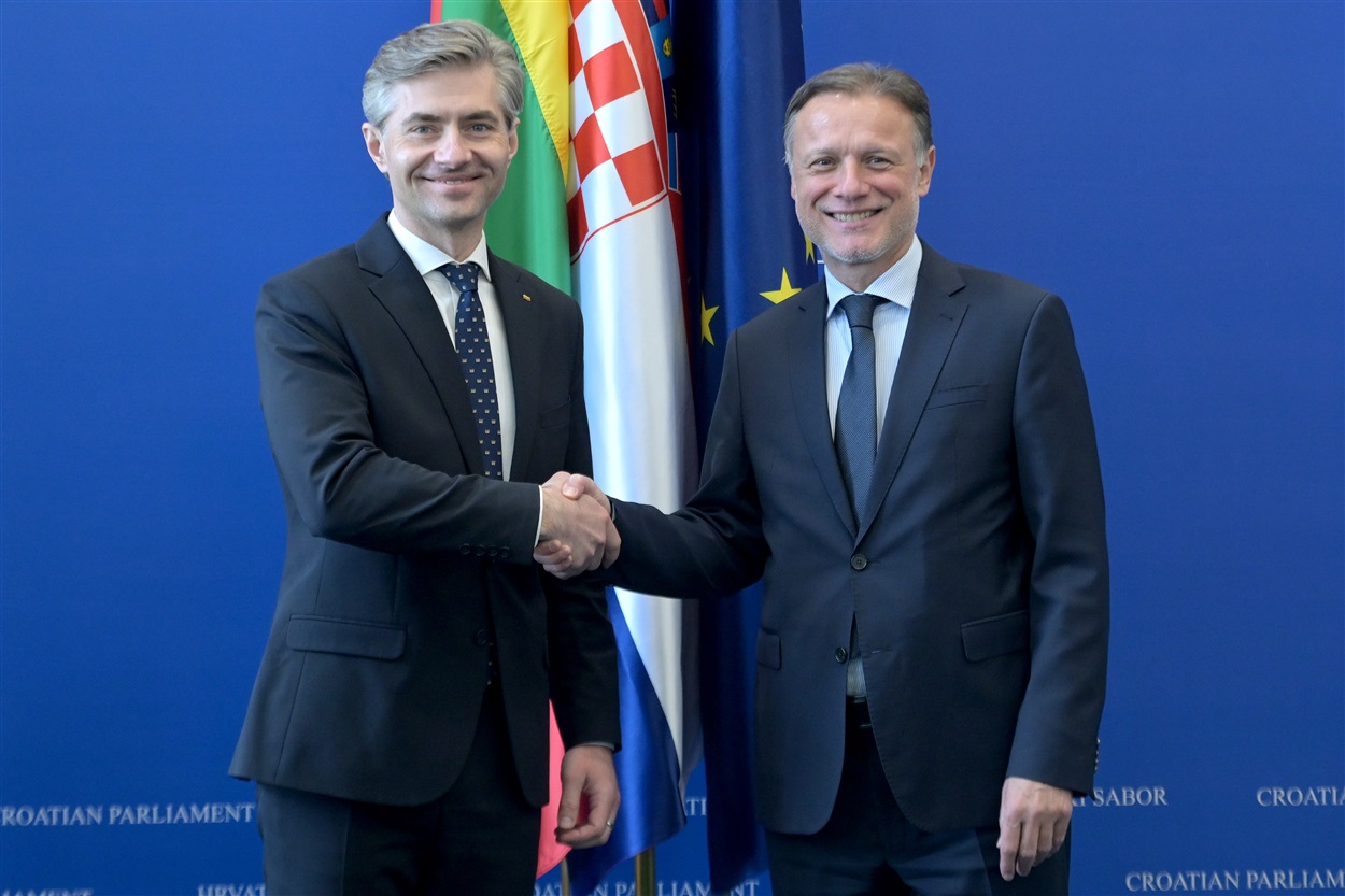 Croatian Parliament Speaker Gordan Jandroković and Lithuanian Foreign Minister Kęstutis Budrys (Photo: Croatian Parliament)