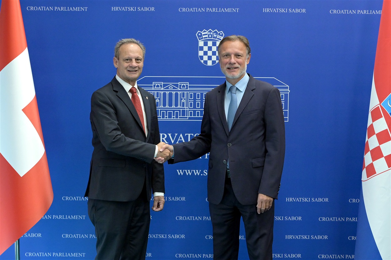 Croatian Parliament Speaker Gordan Jandroković with Stefan Engler, President of the Council of States of Switzerland (Photo: Croatian Parliament)