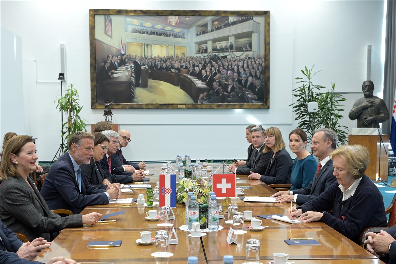 Croatian Parliament Speaker Gordan Jandroković with Stefan Engler, President of the Council of States of Switzerland (Photo: Croatian Parliament)