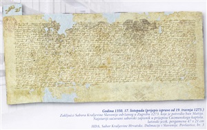 Prijepis isprave Zaključci Sabora Kraljevine Slavonije održanog u Zagrebu 1273., koje je potvrdio ban Matija, prijepis Čazmanskog kaptola iz 1350.godine